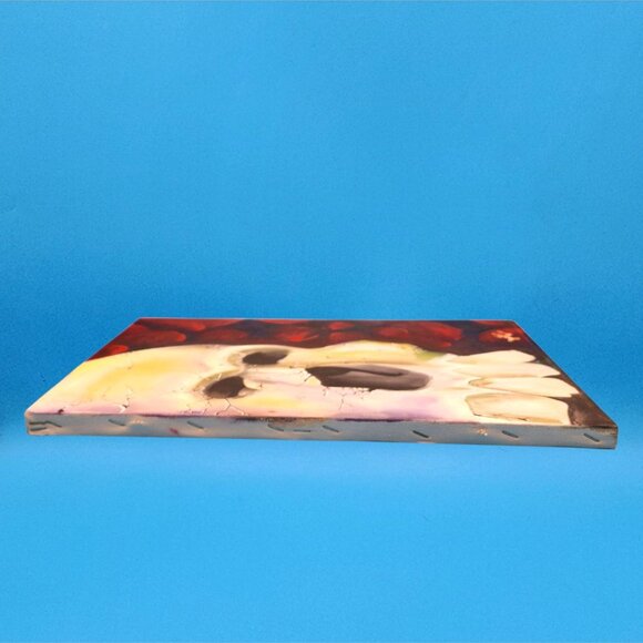 Tattoo Art Skull Painting Justin Wold Signed on Canvas Gothic Decor 11x17" - Picture 5 of 10